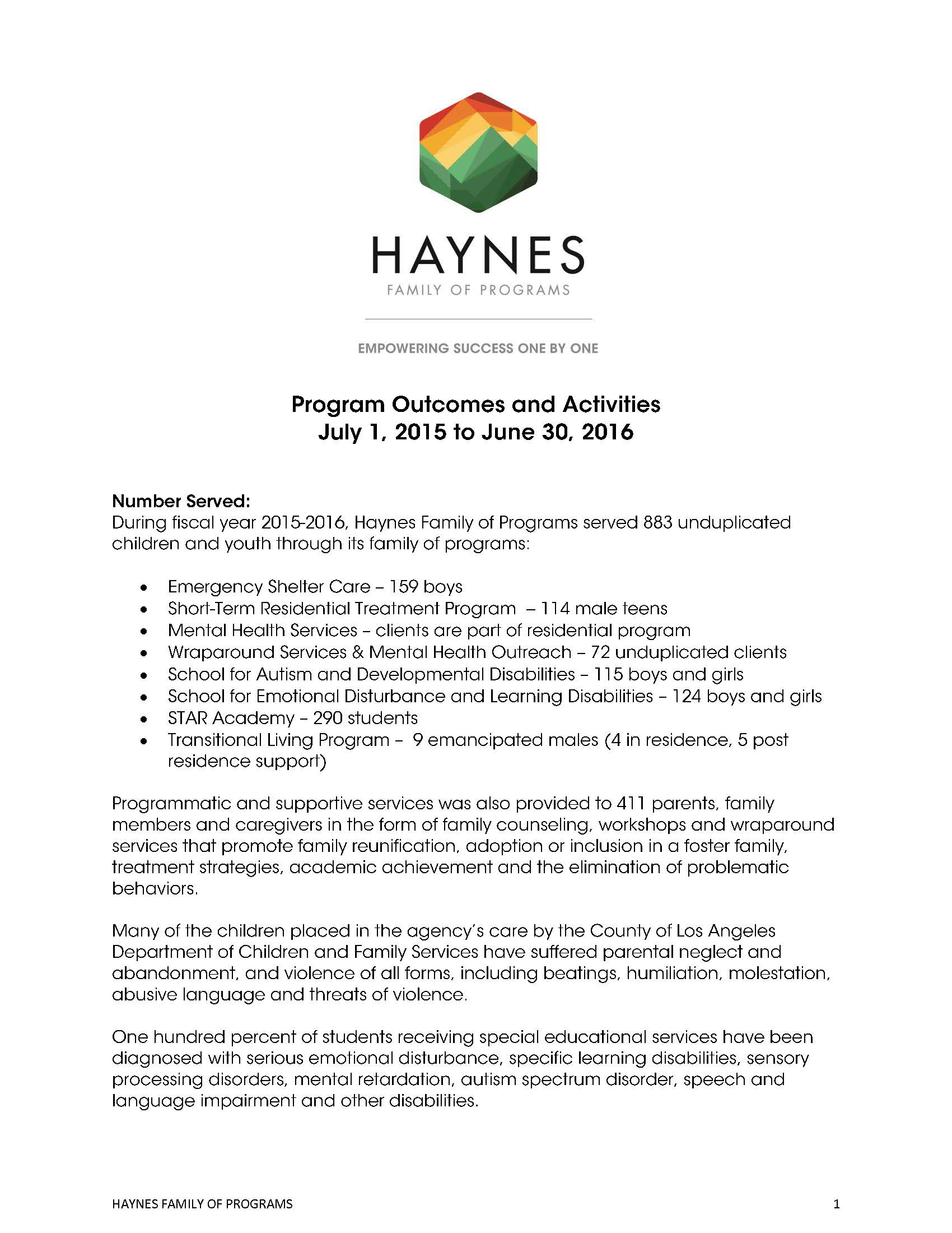 Front cover of the FY 2015-2016 Annual Report